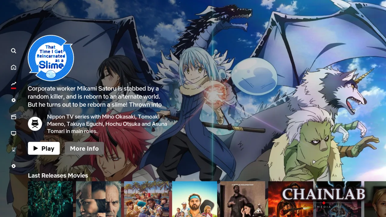 The New and Popular page, showing rows of currently trending films and shows as poster artwork.